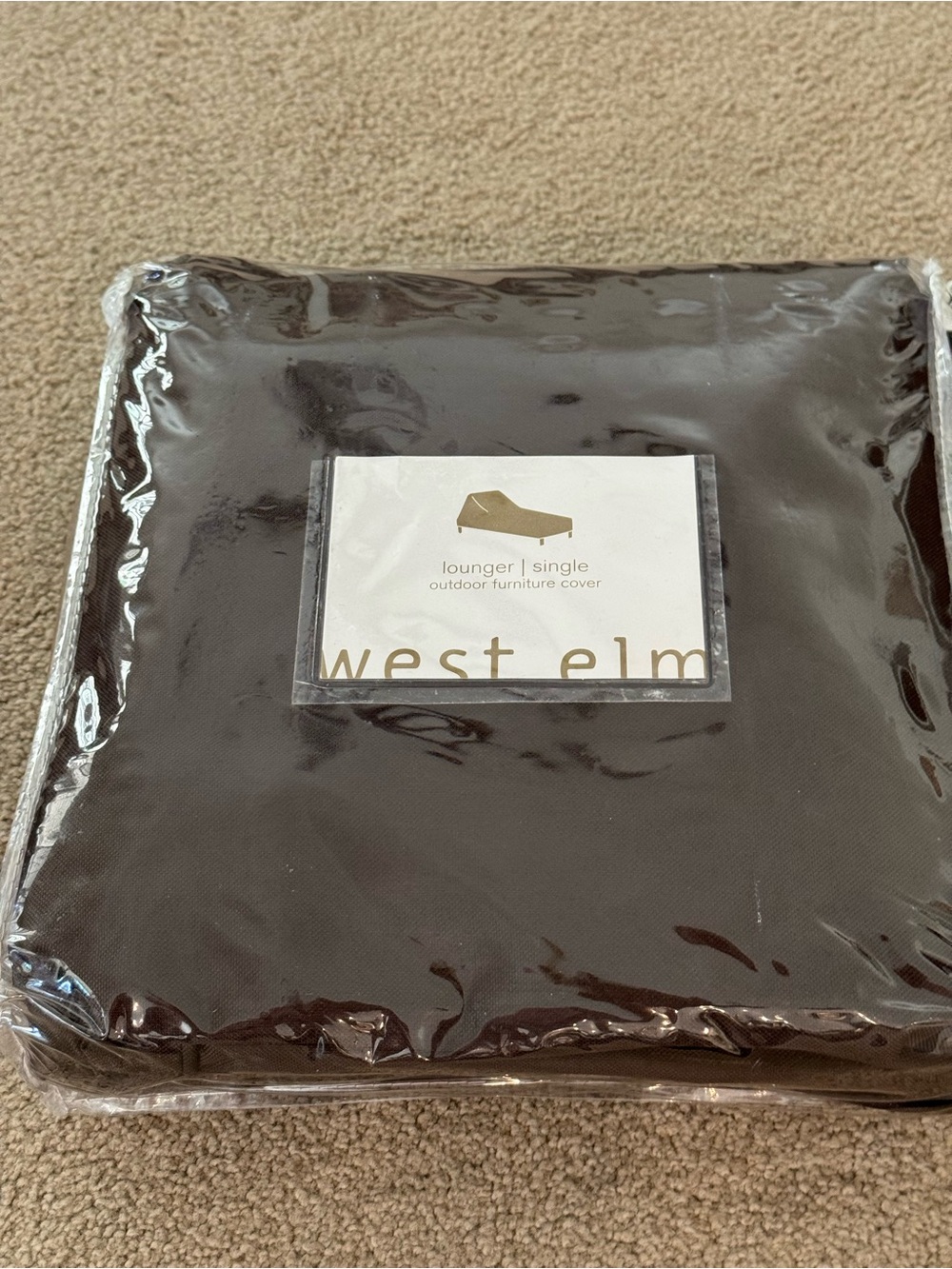NIP West Elm Outdoor Furniture Cover Single Lounger Dark Brown